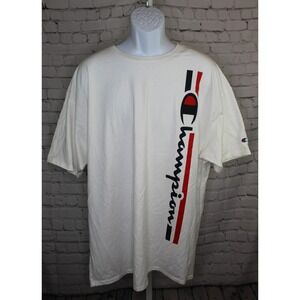NWT Champion T-Shirt Men's Size 2XL White Red Blue Spell Out Logo New with Tags